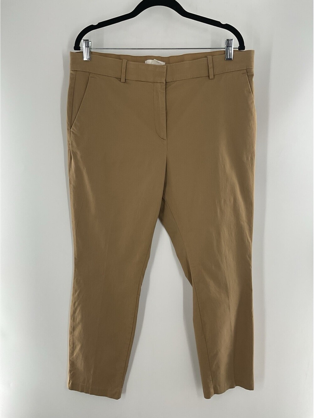 H&M Women Size 14 Light Brown Dress Pants Ankle Straight Pockets 067